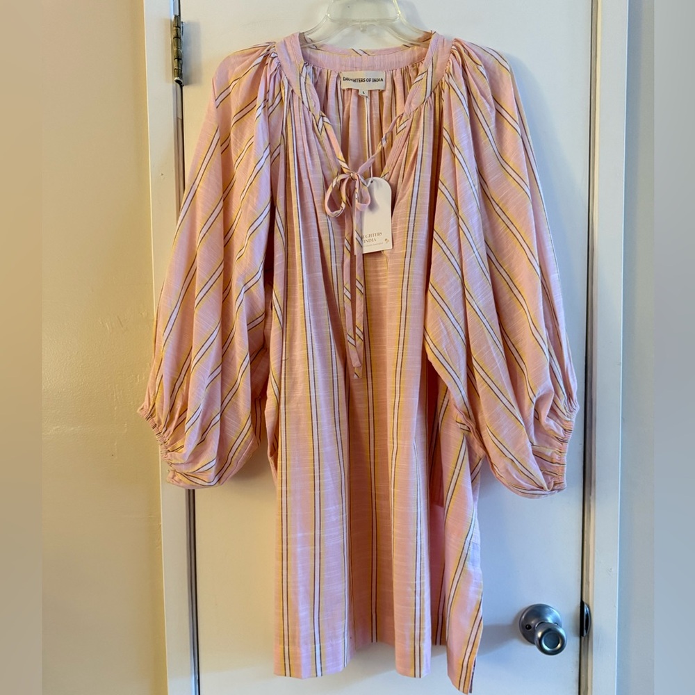 Daughters of India Poet Mini Dress in Pink Sorbet - Picture 4 of 13